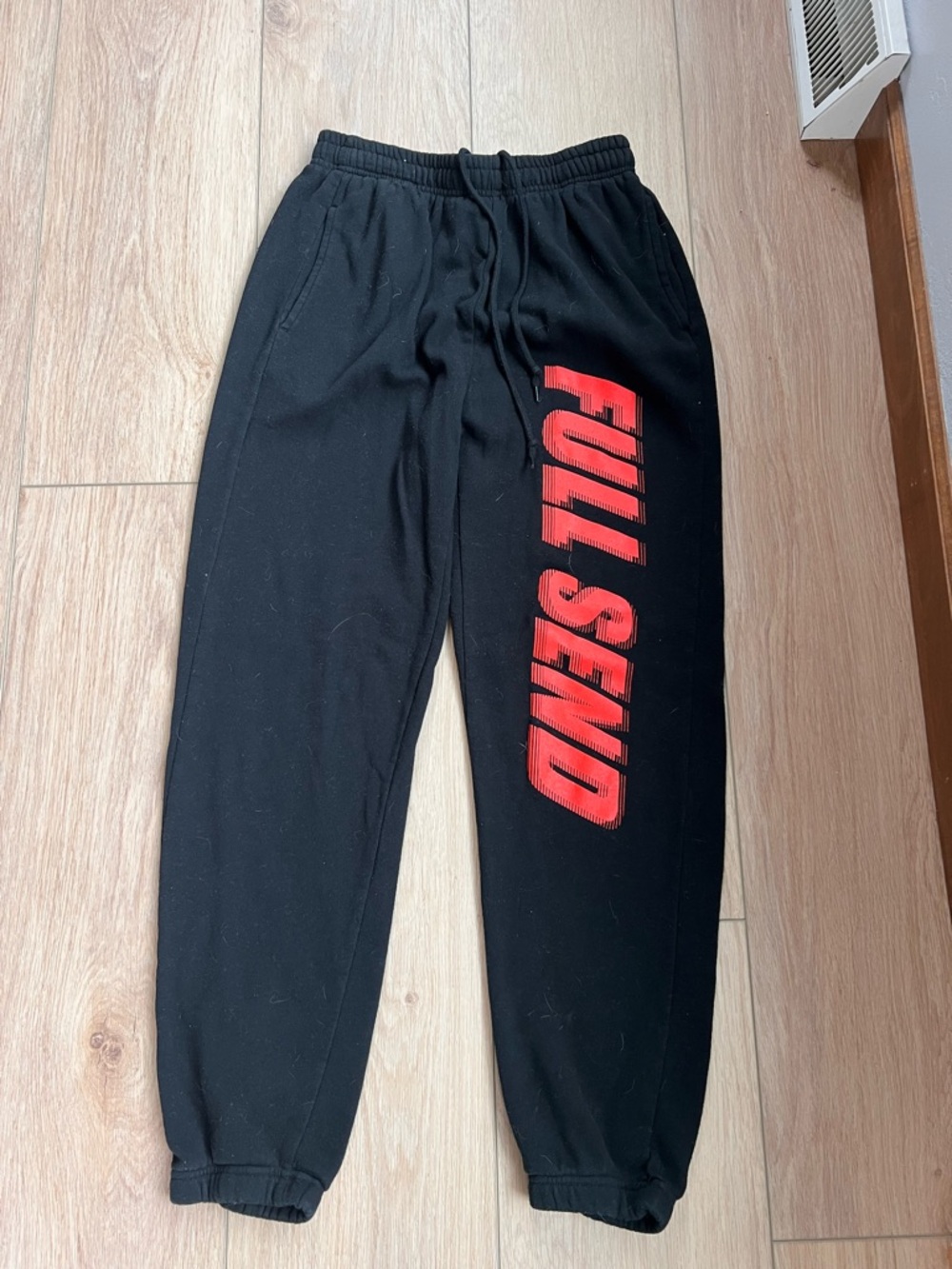 Men’s Black Jogger Sweatpants with Red "FULL SEND" - Men’s Small